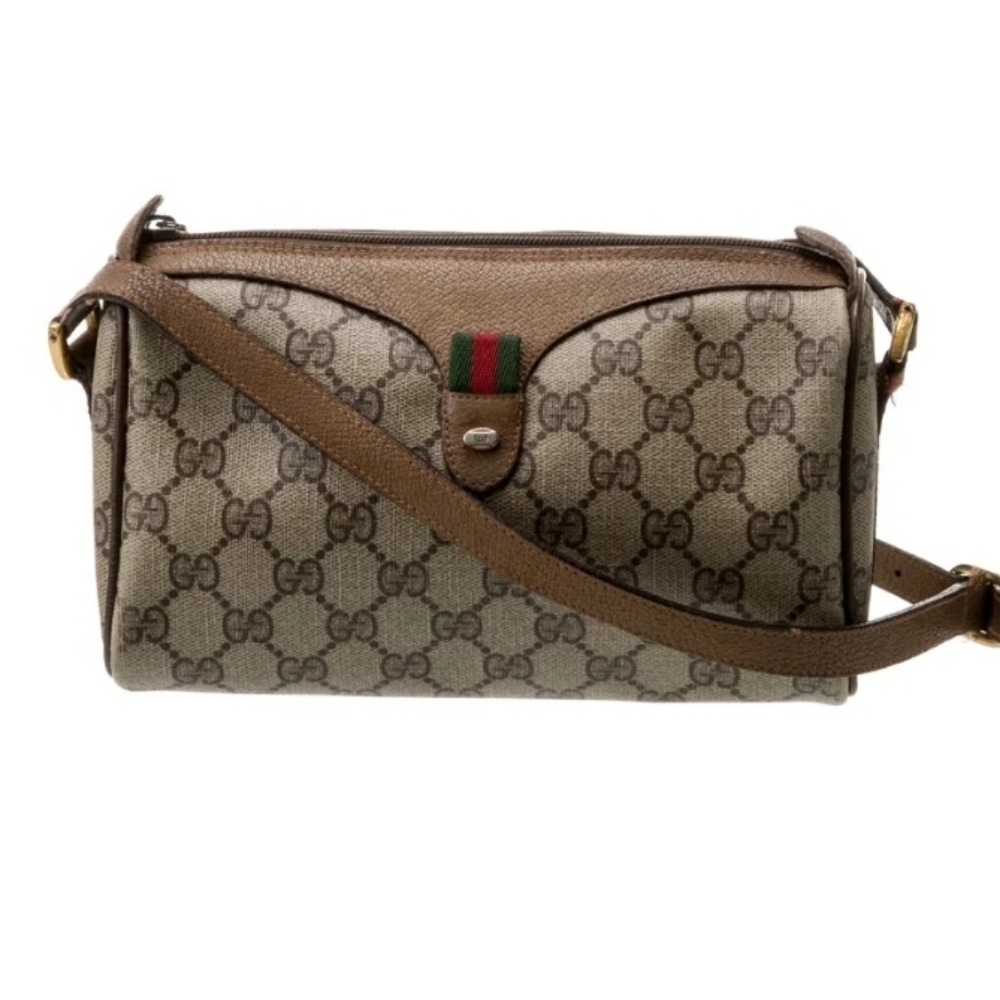 Gucci Supreme Brown Crossbody Bag with Gold Hardware